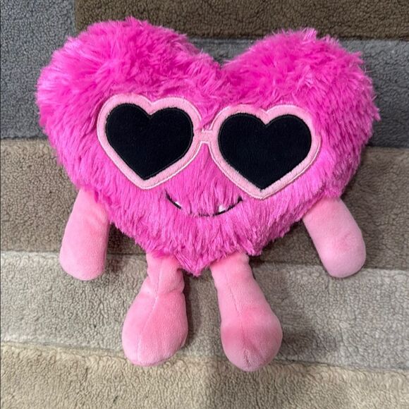 Pink and Black Heart Accent Pillow with Sunglasses - Picture 1 of 4